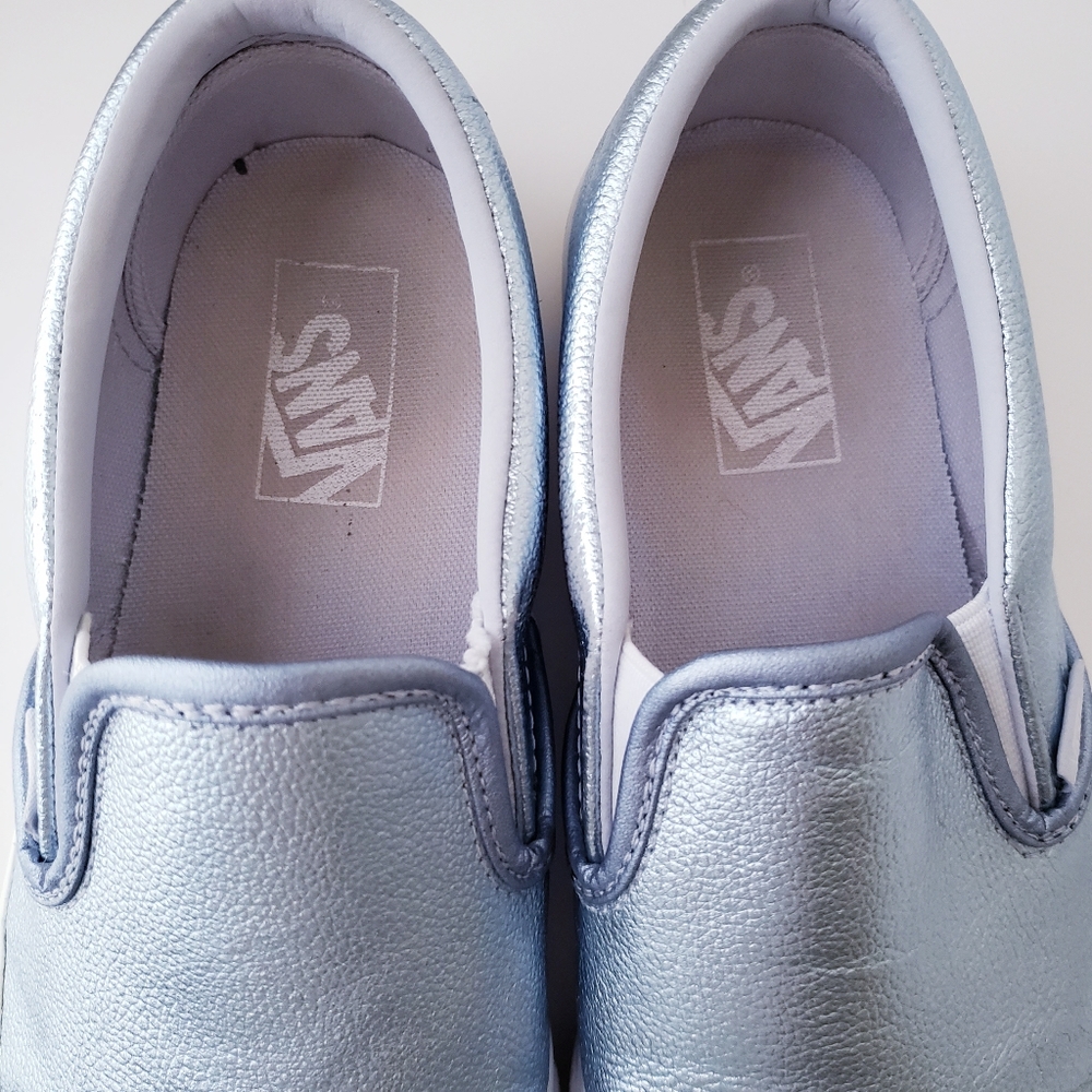 Vans Metallic Light Blue Classic Slip-on Shoes - Picture 11 of 14